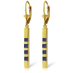 0.7 Carat 14K Solid Yellow Gold Leverback Earringsbar Natural Sapphire