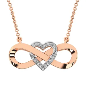 10K Rose Gold 1/20 Ct.Tw. Diamond Infinity Pendant With Heart