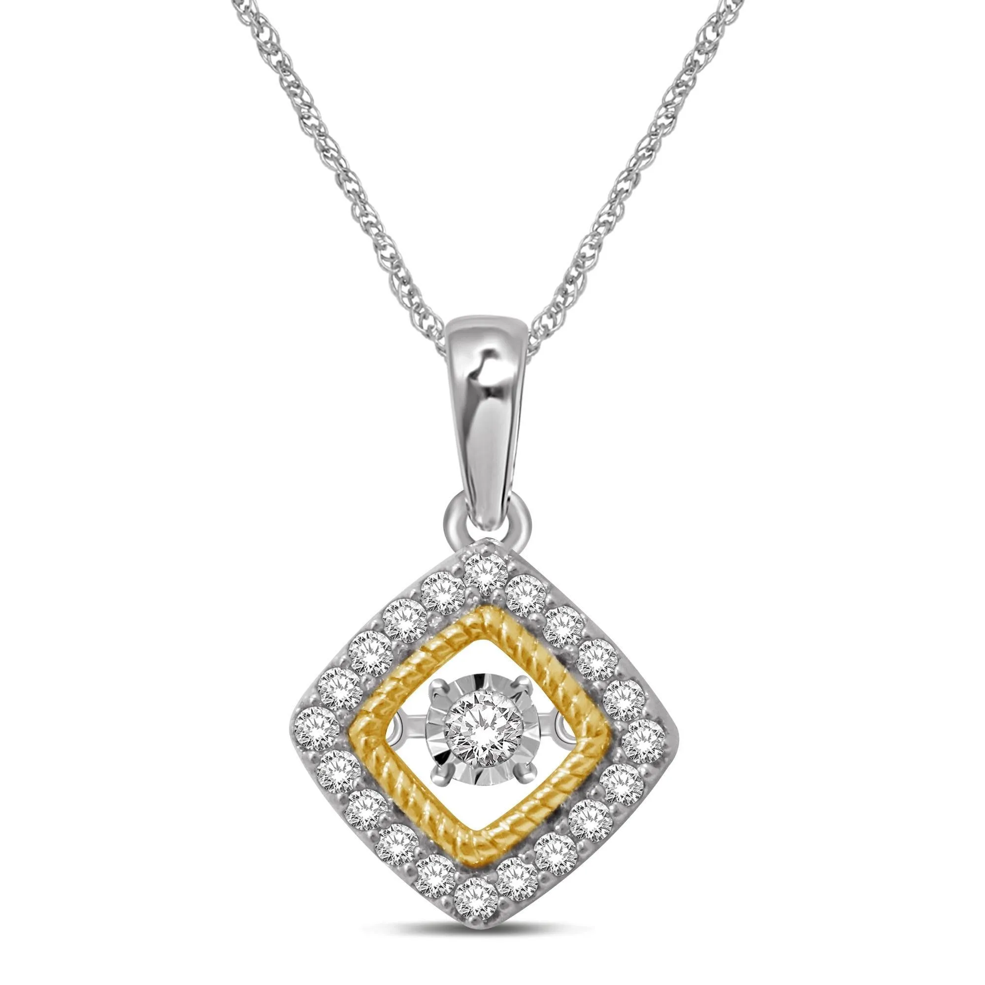 10K Two Tone 1/4 Ctw Moving Diamond Pendant