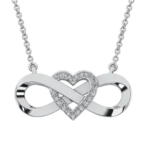 10K White Gold 1/20 Ct.Tw. Diamond Infinity Necklace With Heart