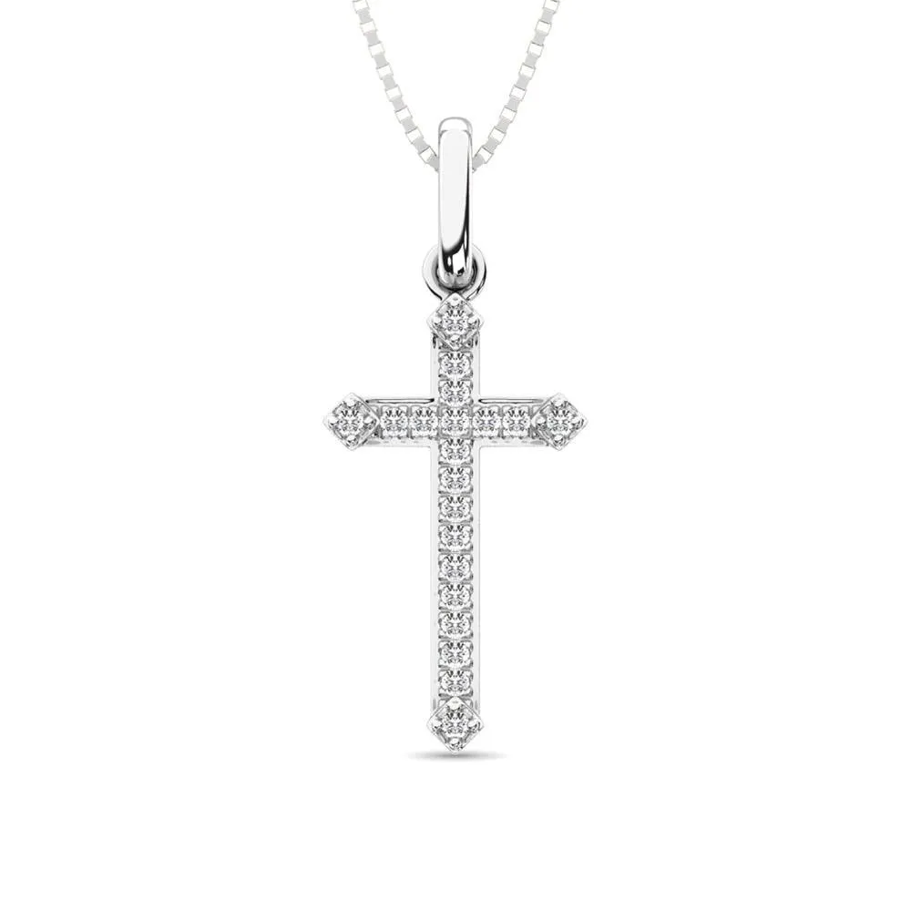 10K White Gold 1/20 Ct.Tw.Diamond Cross Pendant