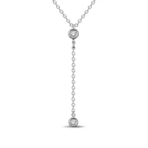 10K White Gold 1/20 Ct.Tw.Diamond Lariate Necklace