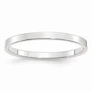 10k White Gold 2mm Lightweight Flat Wedding Band Ring