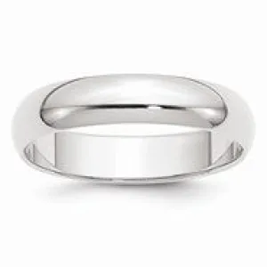 10k White Gold 5mm Half Round Wedding Band Ring