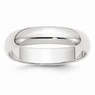 10k White Gold 5mm Half Round Wedding Band Ring