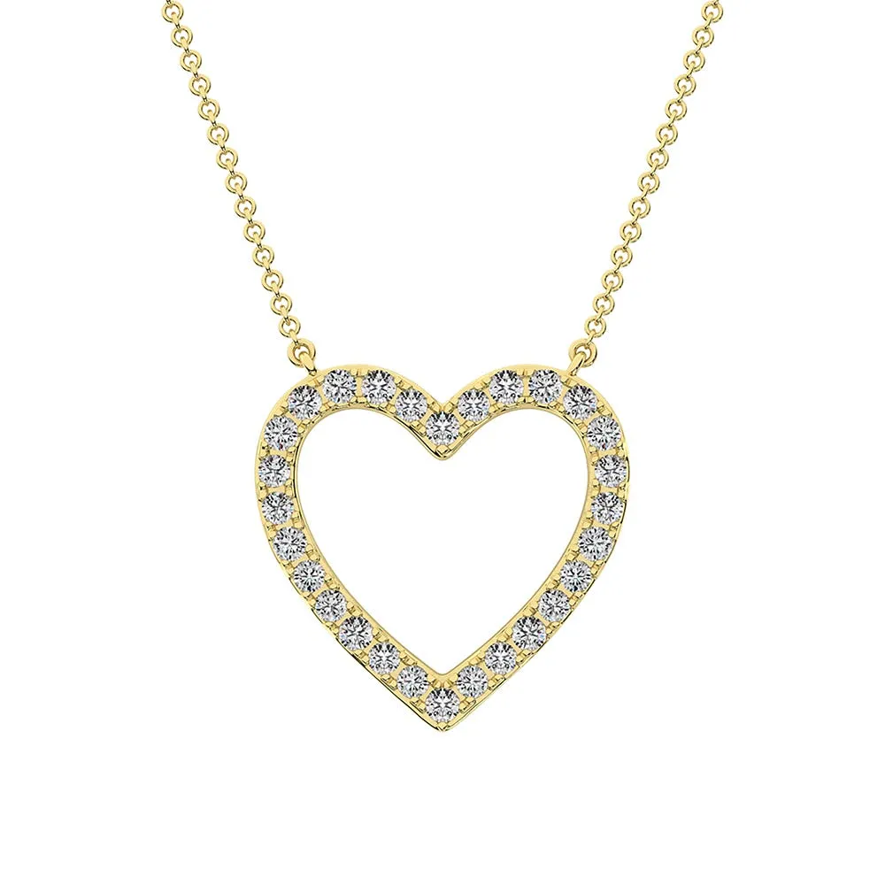 10K Yellow Gold 1/4 Ct.Tw. Diamond Heart Necklace