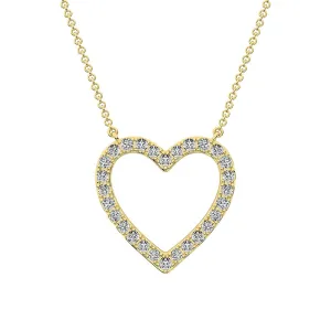 10K Yellow Gold 1/4 Ct.Tw. Diamond Heart Necklace