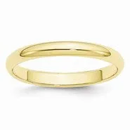 10k Yellow Gold 3mm Half Round Wedding Band Ring