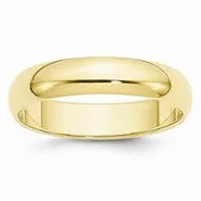 10k Yellow Gold 5mm Half Round Wedding Band Ring