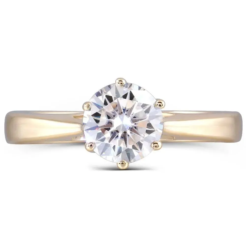 10k Yellow Gold Solitaire Moissanite Ring 1ct