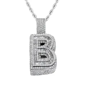 14k Baguette Initial Pendant Letter "B" 9.00 ctw