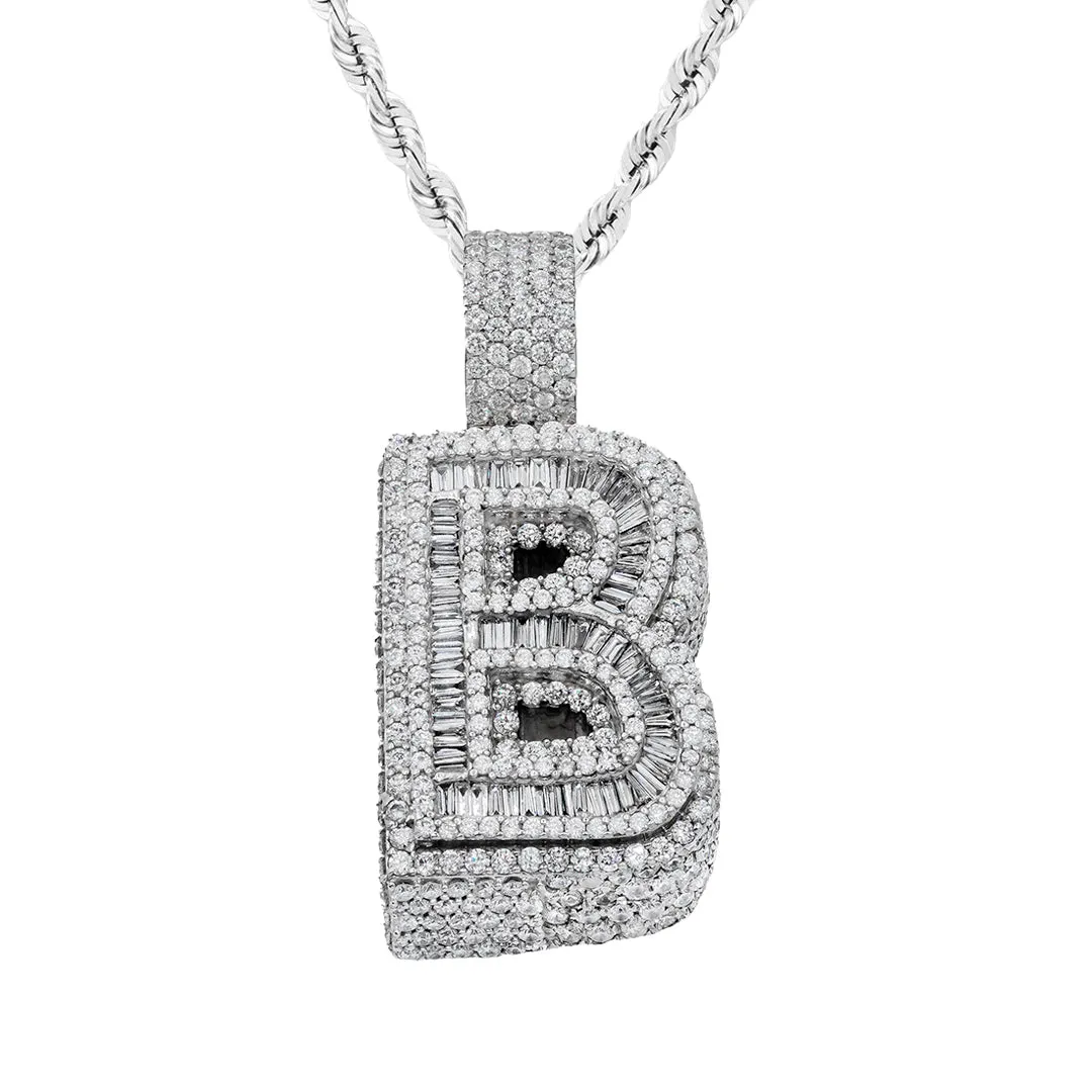 14k Baguette Initial Pendant Letter "B" 9.00 ctw