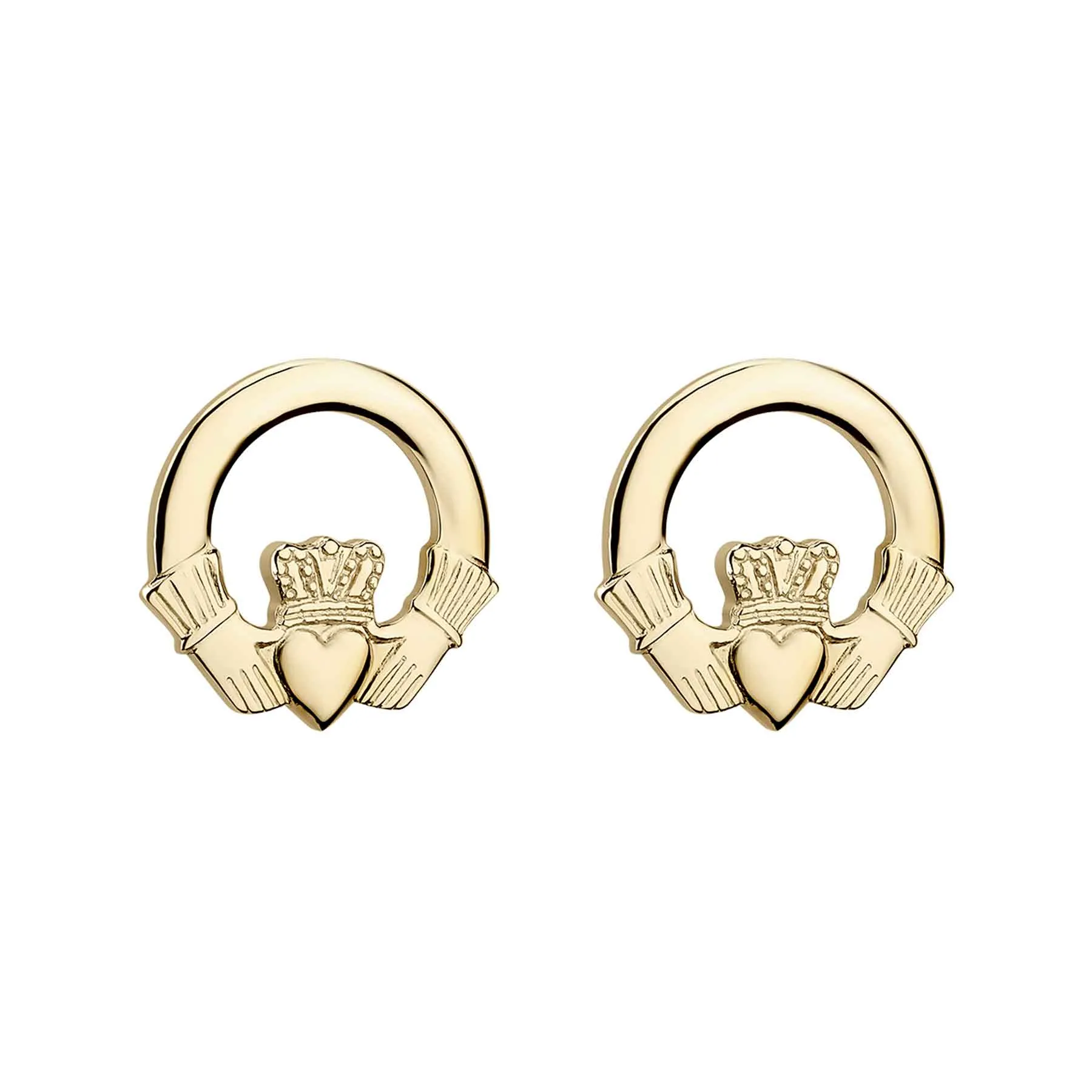 14K Gold Claddagh Stud Earrings