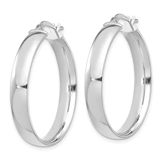 14K W Gold 30mm High Polished Square Hoop Earrings