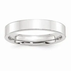 14k White Gold 4mm Standard Flat Comfort Fit Wedding Band Ring