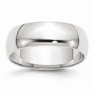 14k White Gold 6mm Lightweight Half Round Wedding Band Ring