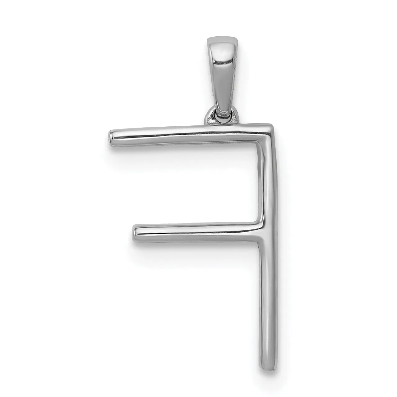 14K White Gold Diamond 0.075-CT Block Letter F Initial Charm Pendant