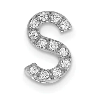 14K White Gold Diamond 0.12-CT Letter S Initial Charm Pendant