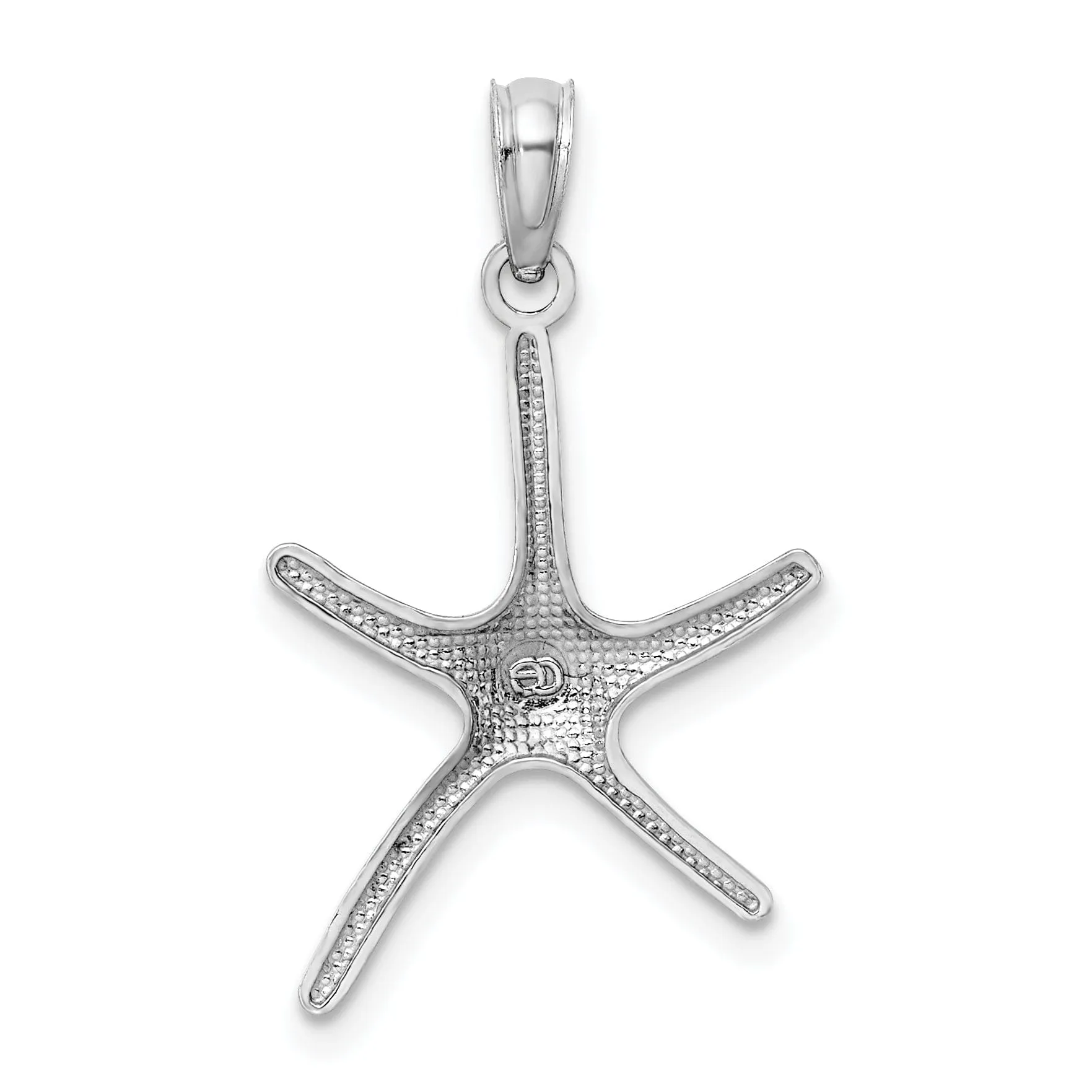 14K White Gold Polished Dancing Design Starfish Pendant