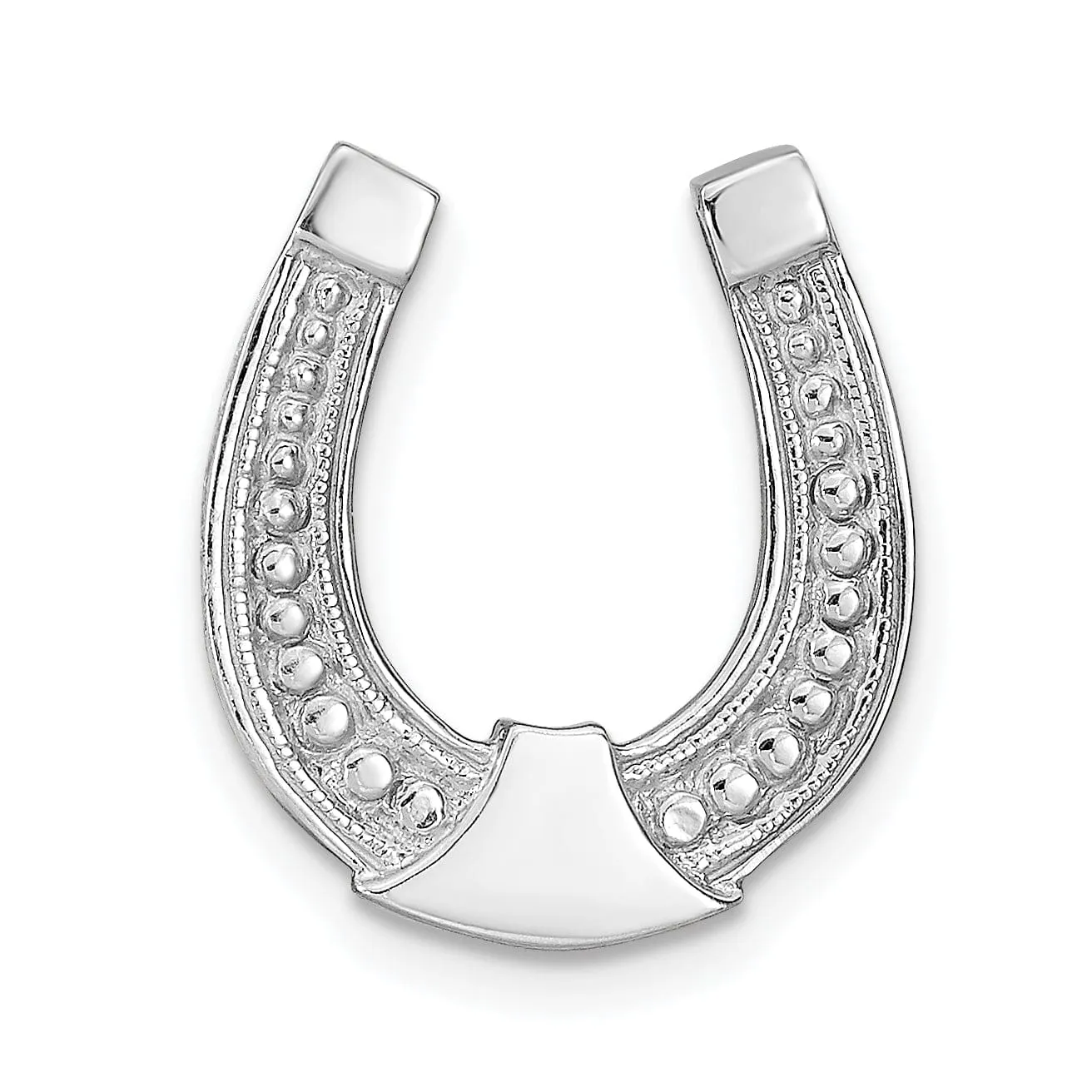 14k White Gold Textured Polished Finish Horseshoe Chain Slide Charm Pendant will not fit omega chain