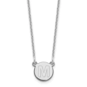 14k White Gold Tiny Circle Block Letter N Initial Pendant and Necklace