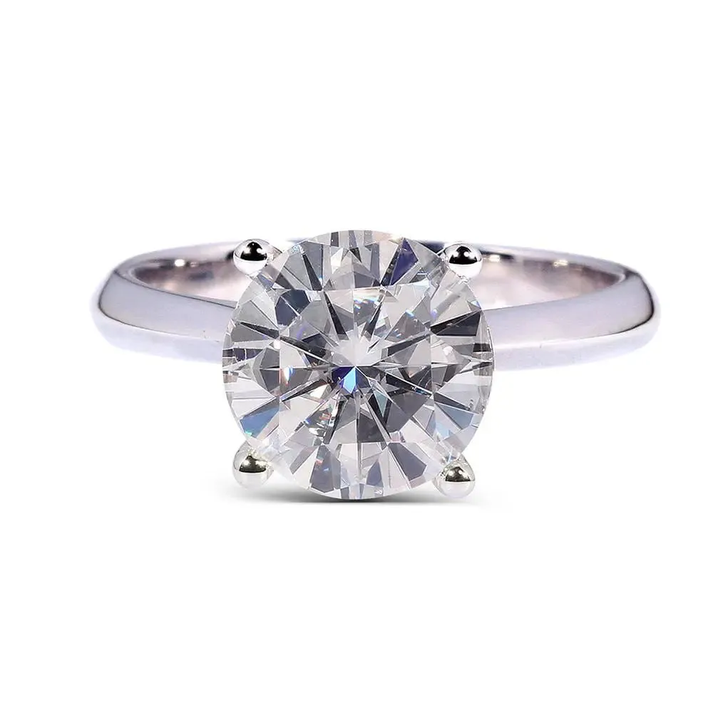 14k White or Yellow Gold Solitaire Moissanite Ring 2.5ct