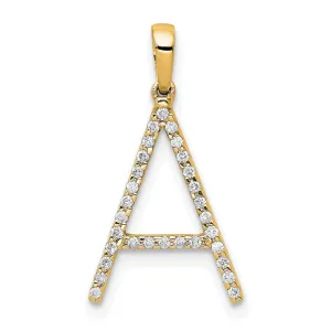 14K Yellow Gold Diamond 0.9-CT Block Letter A Initial Charm Pendant