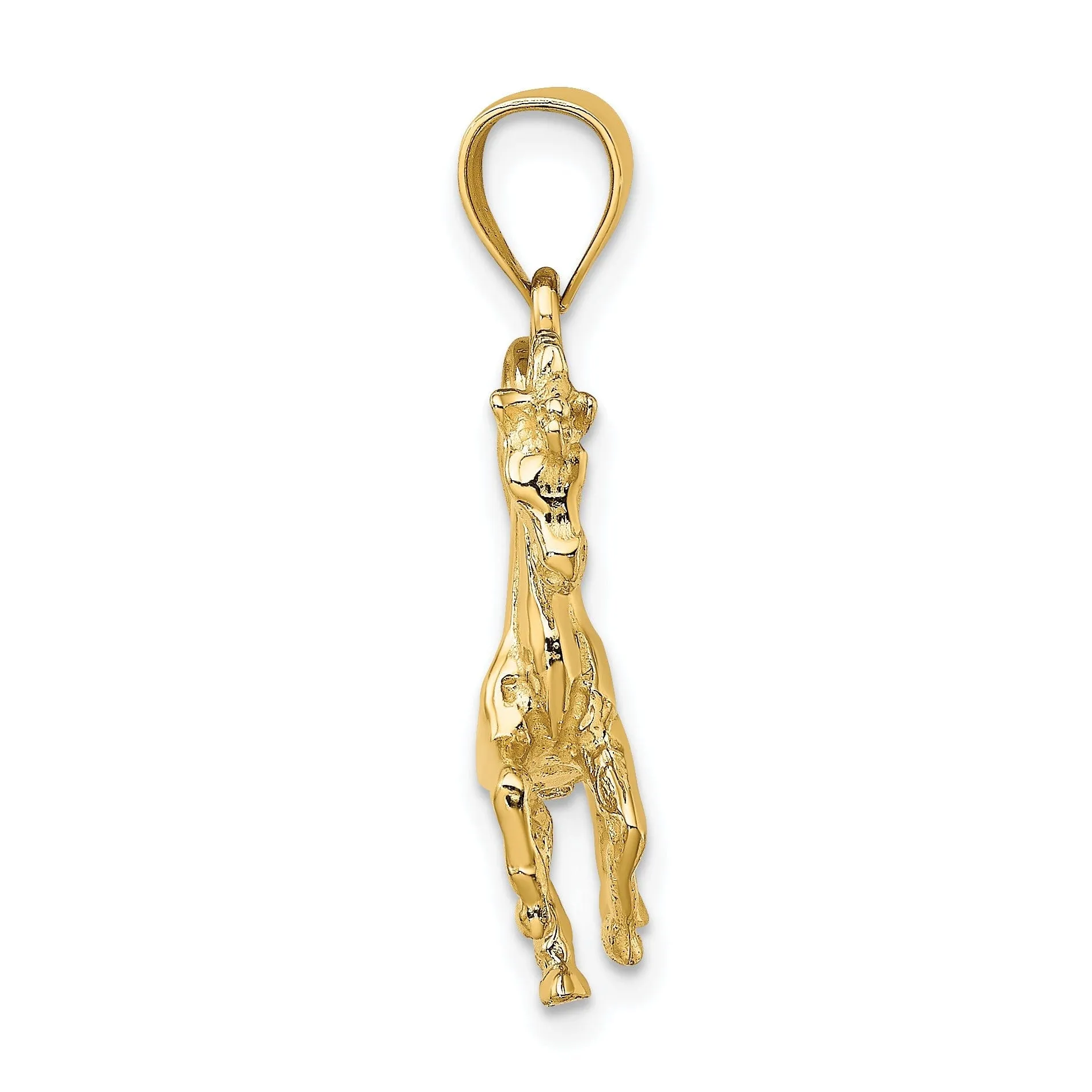 14K Yellow Gold Polished Finish 3-Dimensional Horse Charm Pendant