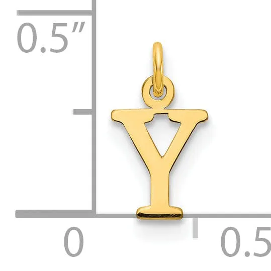 14k Yellow Gold Polished Finish Cut-Out Letter Y Initial Design Charm Pendant