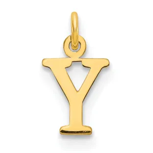 14k Yellow Gold Polished Finish Cut-Out Letter Y Initial Design Charm Pendant