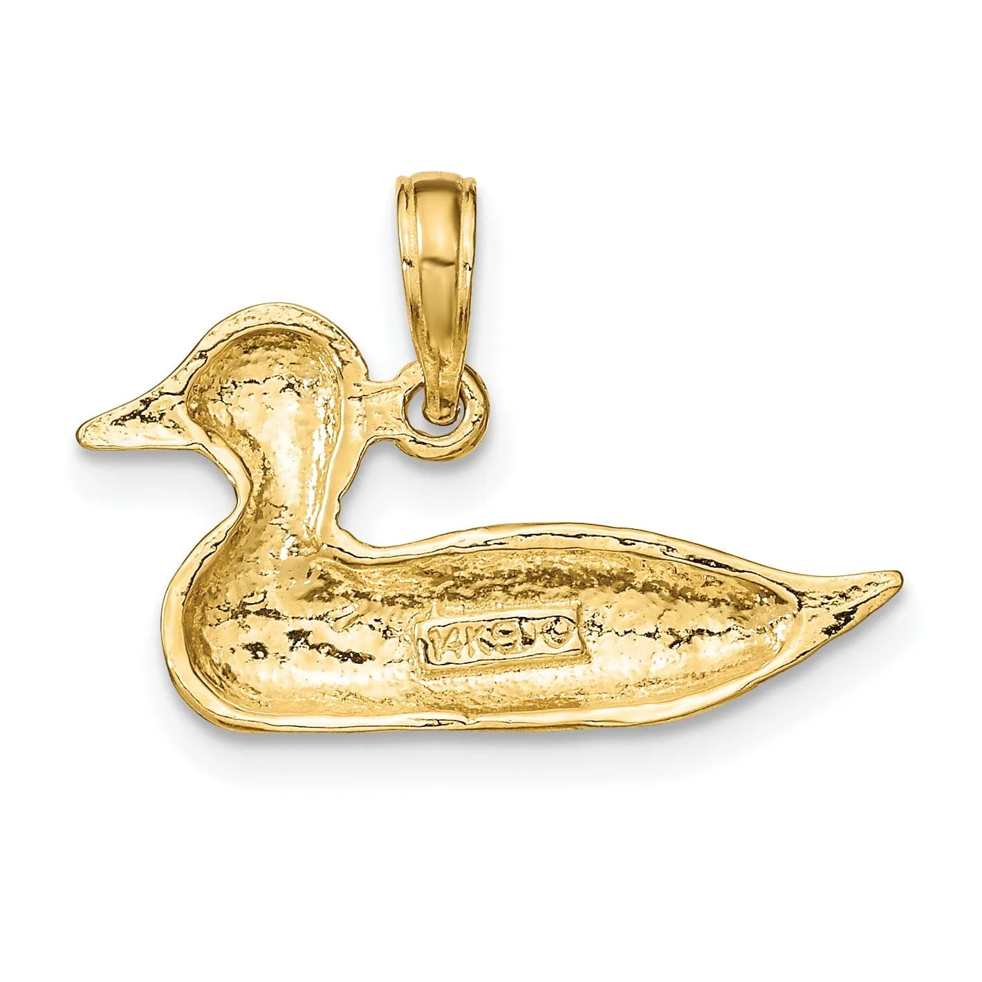 14k Yellow Gold Polished Finish Mallard Bird Charm Pendant