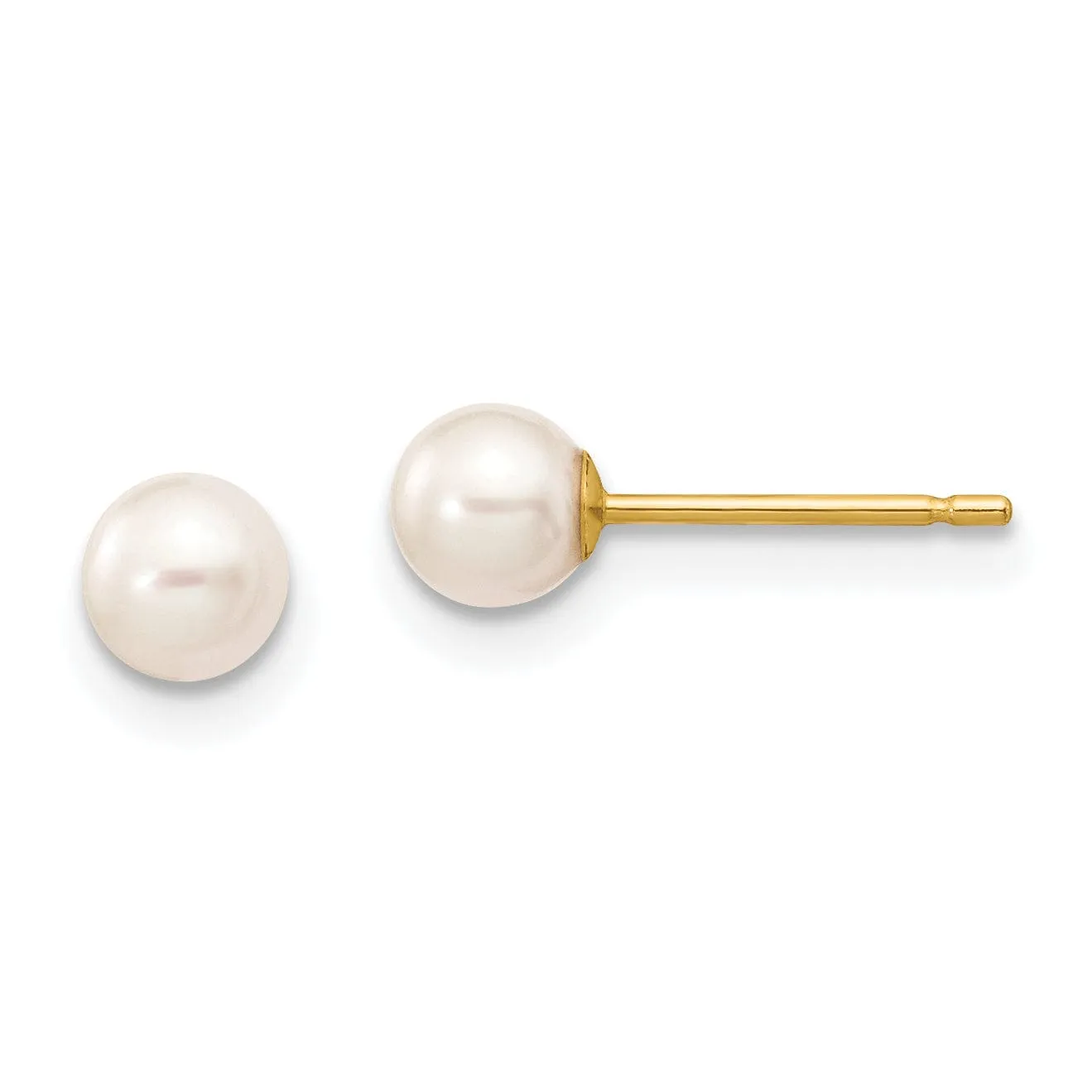 14k Yellow Gold Round Cultured Pearl Earrings