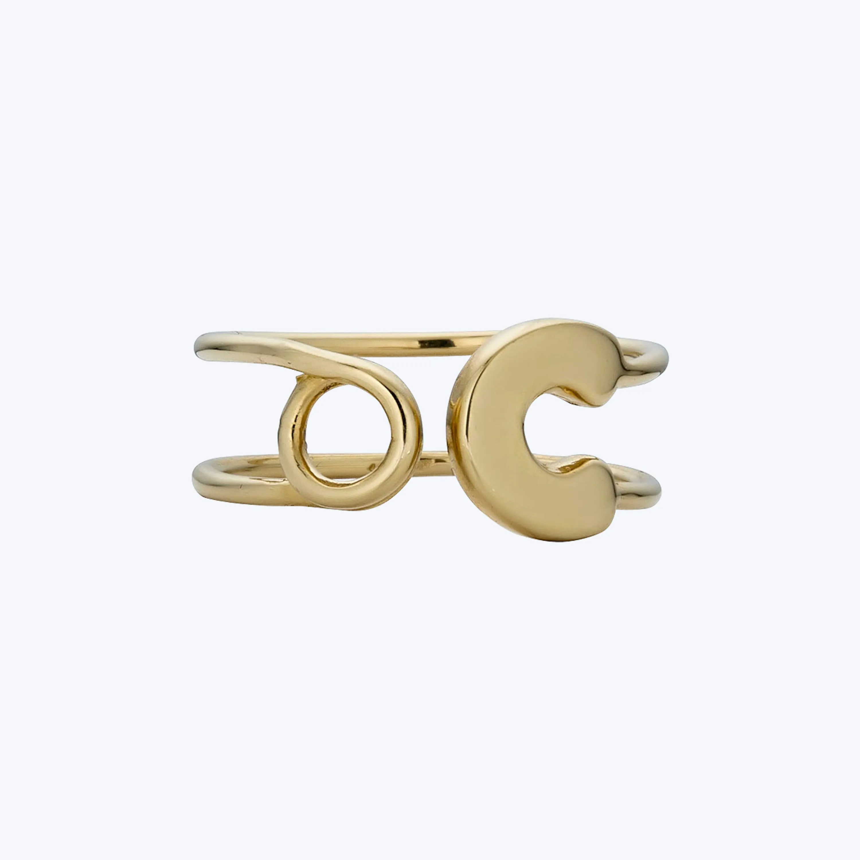 14K Yellow Gold Safety Pin Ring