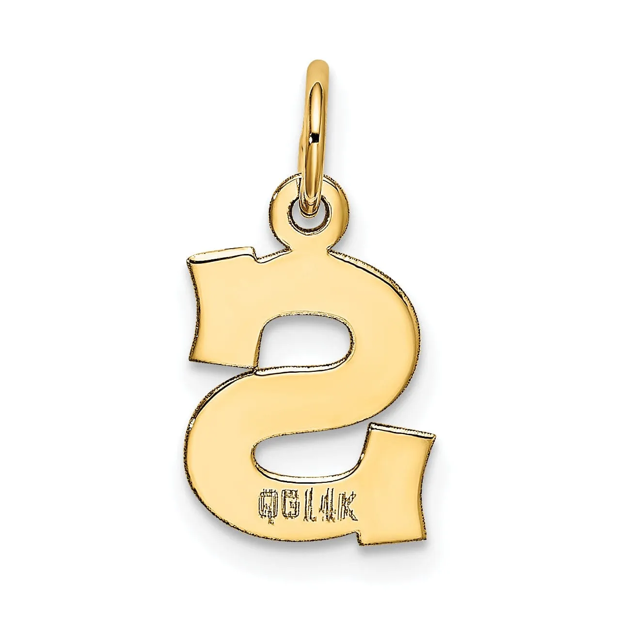 14k Yellow Gold Small Block Design Letter S Initial Pendant