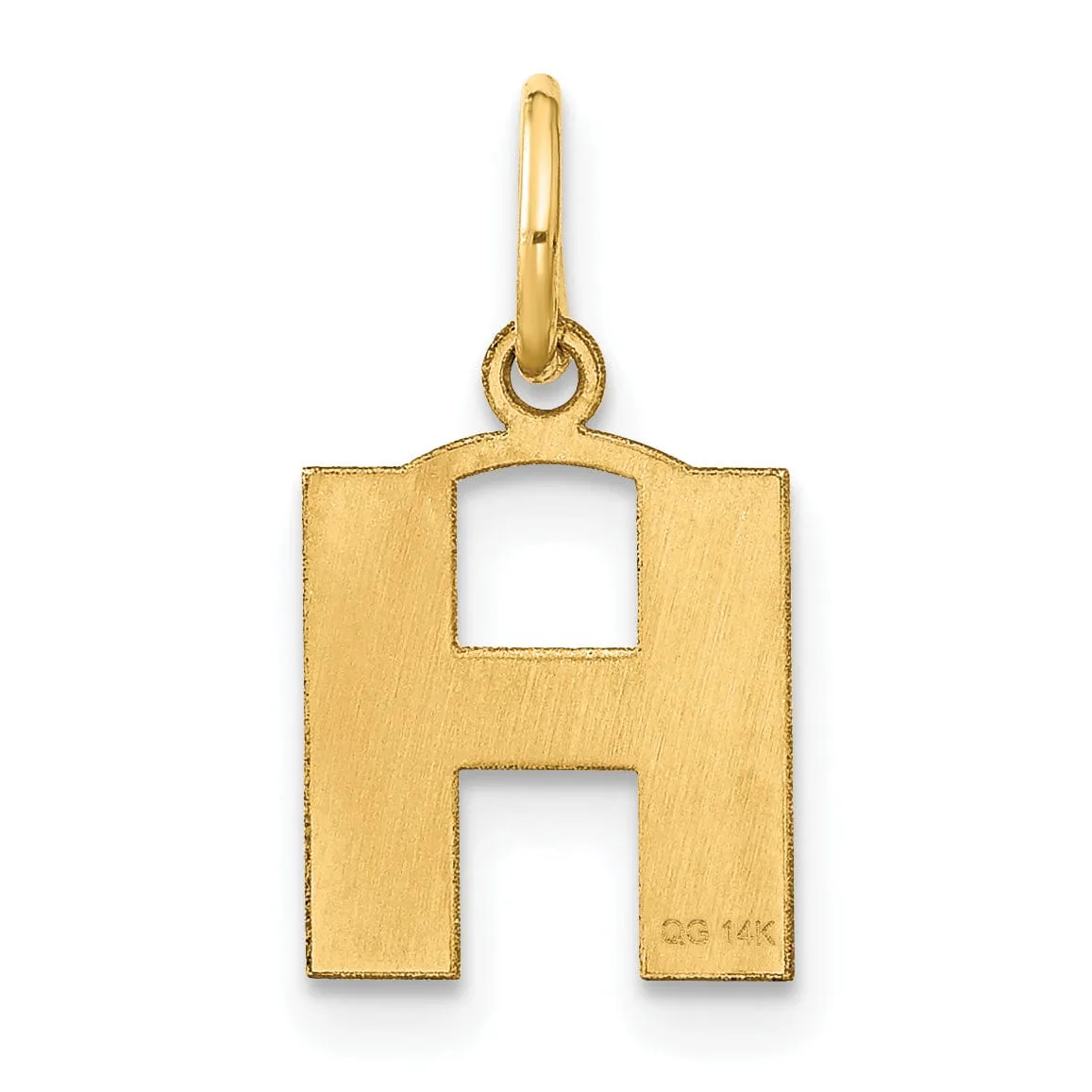 14k Yellow Gold  Small Size Letter H Initial Block Pendant