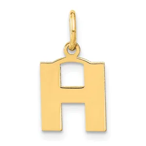 14k Yellow Gold  Small Size Letter H Initial Block Pendant