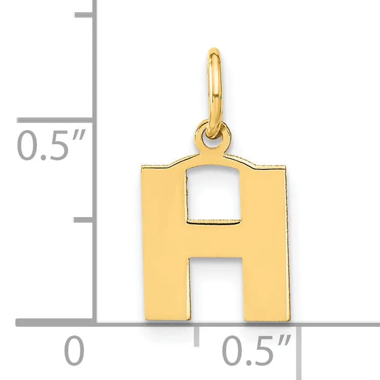 14k Yellow Gold  Small Size Letter H Initial Block Pendant