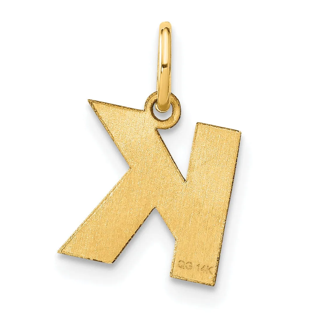 14k Yellow Gold  Small Size Letter K Initial Block Pendant