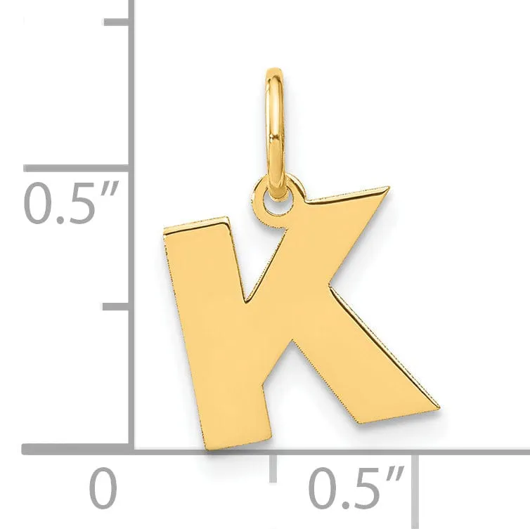 14k Yellow Gold  Small Size Letter K Initial Block Pendant