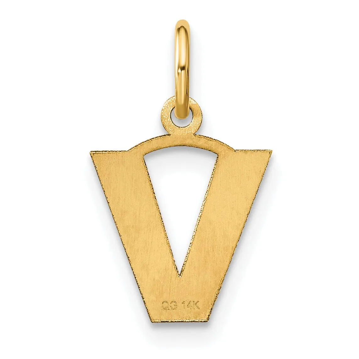 14k Yellow Gold  Small Size Letter V Initial Block Pendant