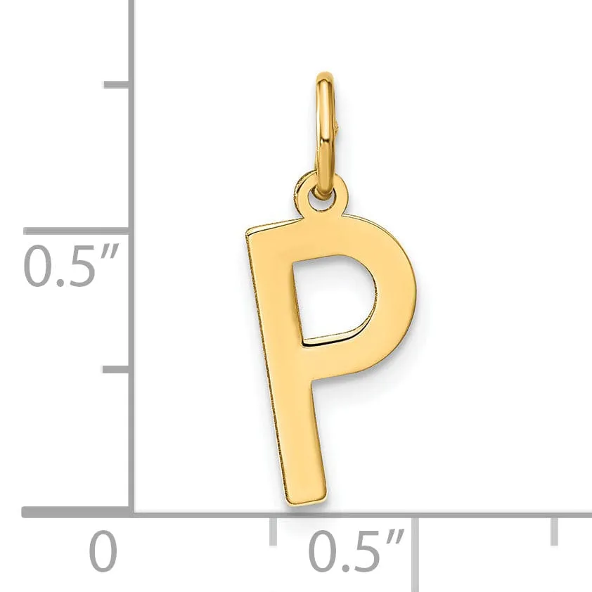 14k Yellow Gold Women's Letter P Initial Charm Pendant