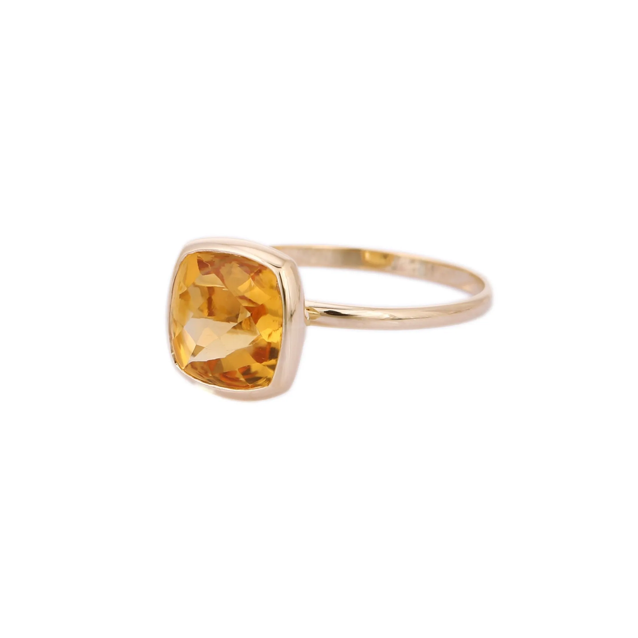 18K Gold Citrine Solitaire Ring