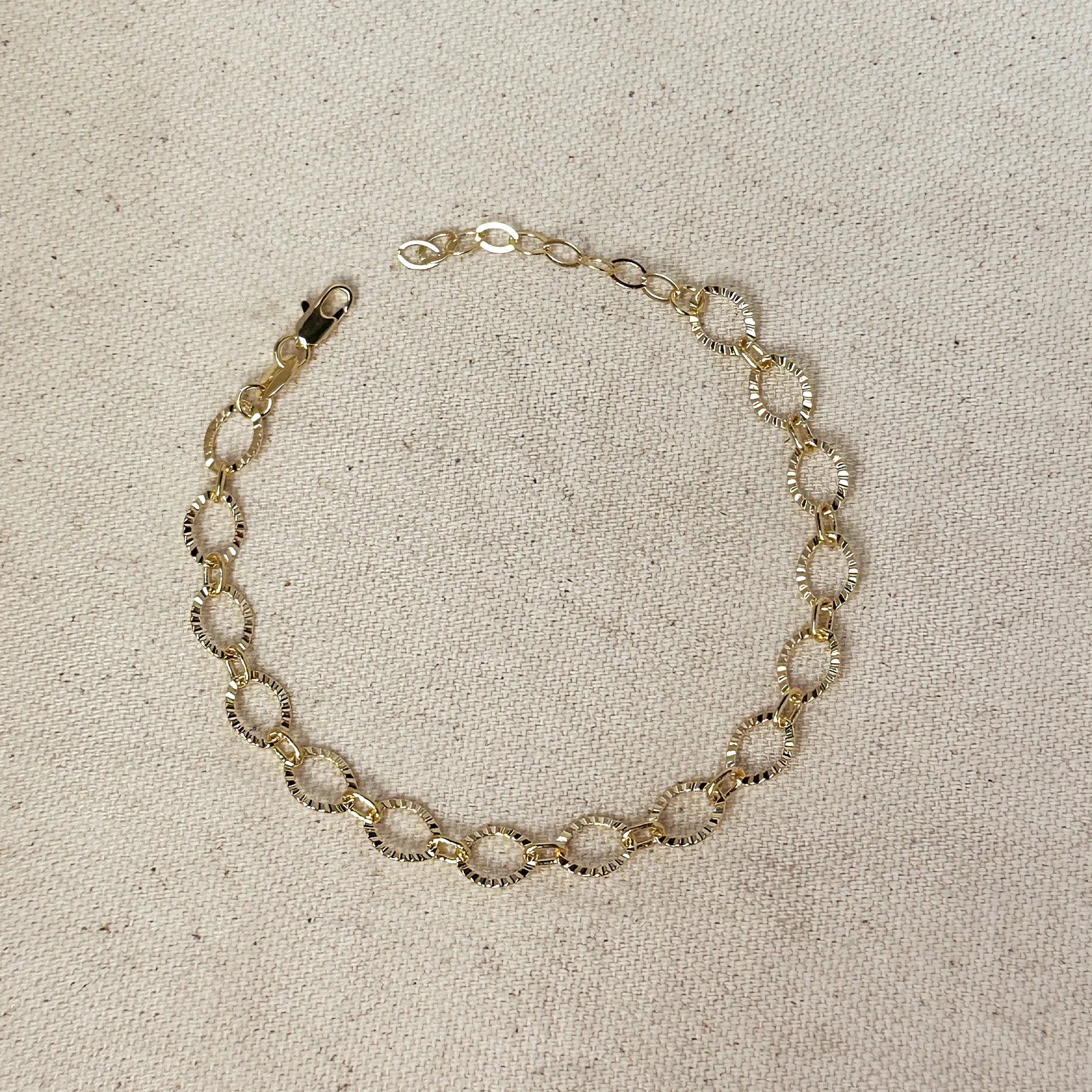 18k Gold Filled Diamond Cut Fancy Chain Bracelet