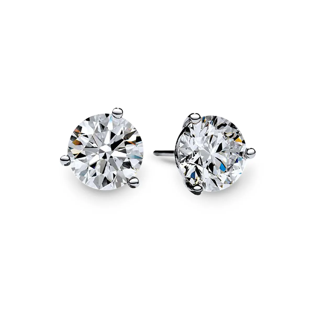 18KW FIRE & ICE 2 ROUND BRILLIANT DIAS=4.05CTS (I/VS1-VS2)  PRONG STUD EARRINGS