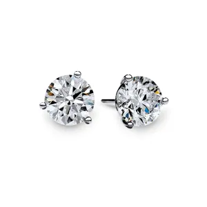 18KW FIRE & ICE 2 ROUND BRILLIANT DIAS=4.05CTS (I/VS1-VS2)  PRONG STUD EARRINGS