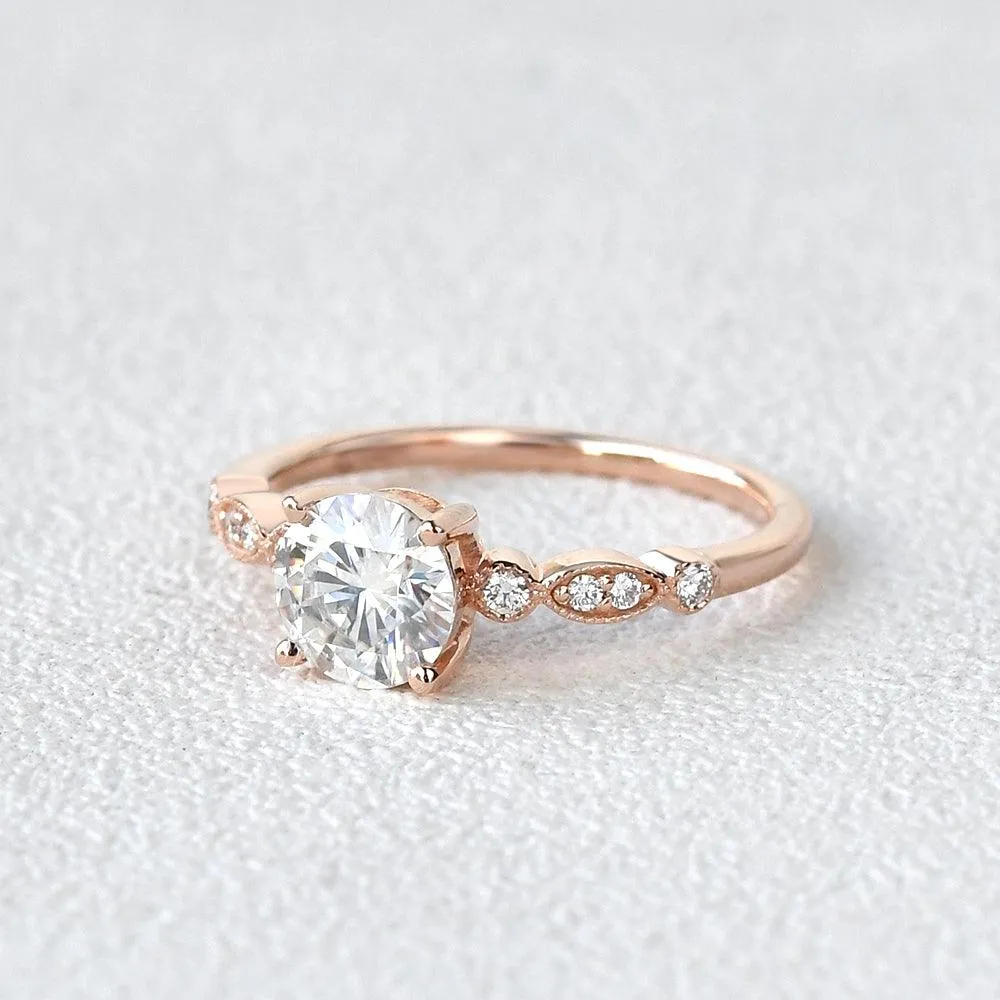 1ct Moissanite Rose Gold Four Prongs Ring