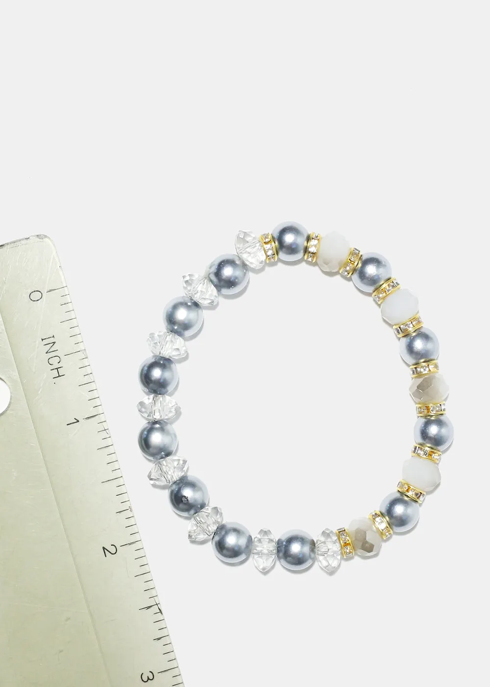 2 Piece Rhinestone & Bead Bracelet