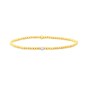 2MM Signature Bracelet with 14K Gold Diamond Bead