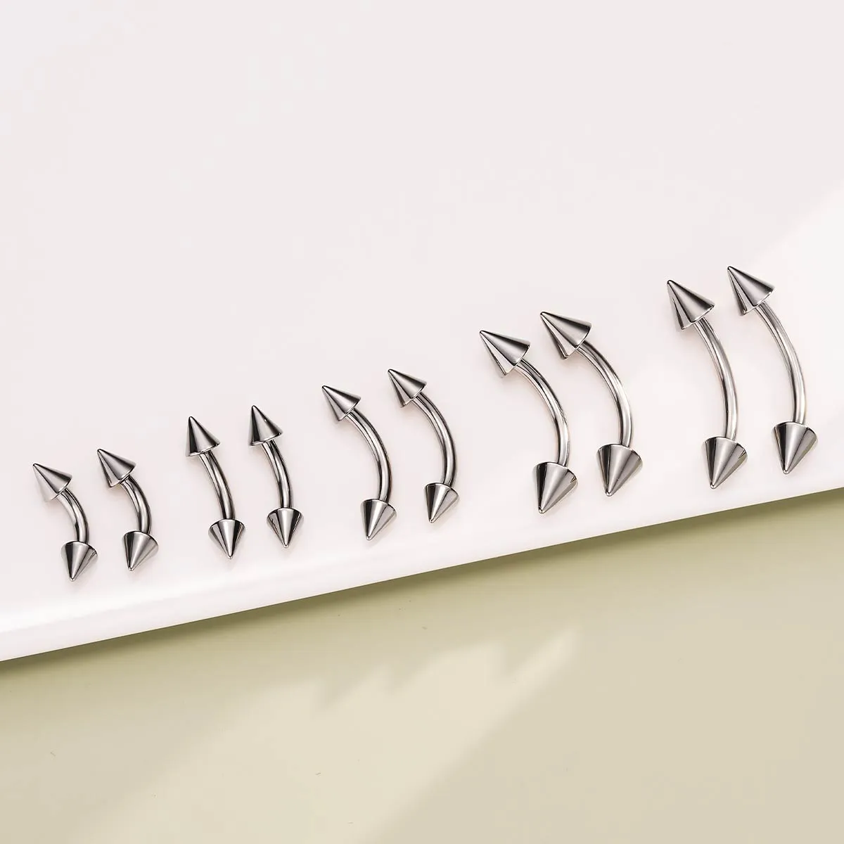 2PCS 14G Titanium Internally Threaded Spike Eyebrow Rook Rings