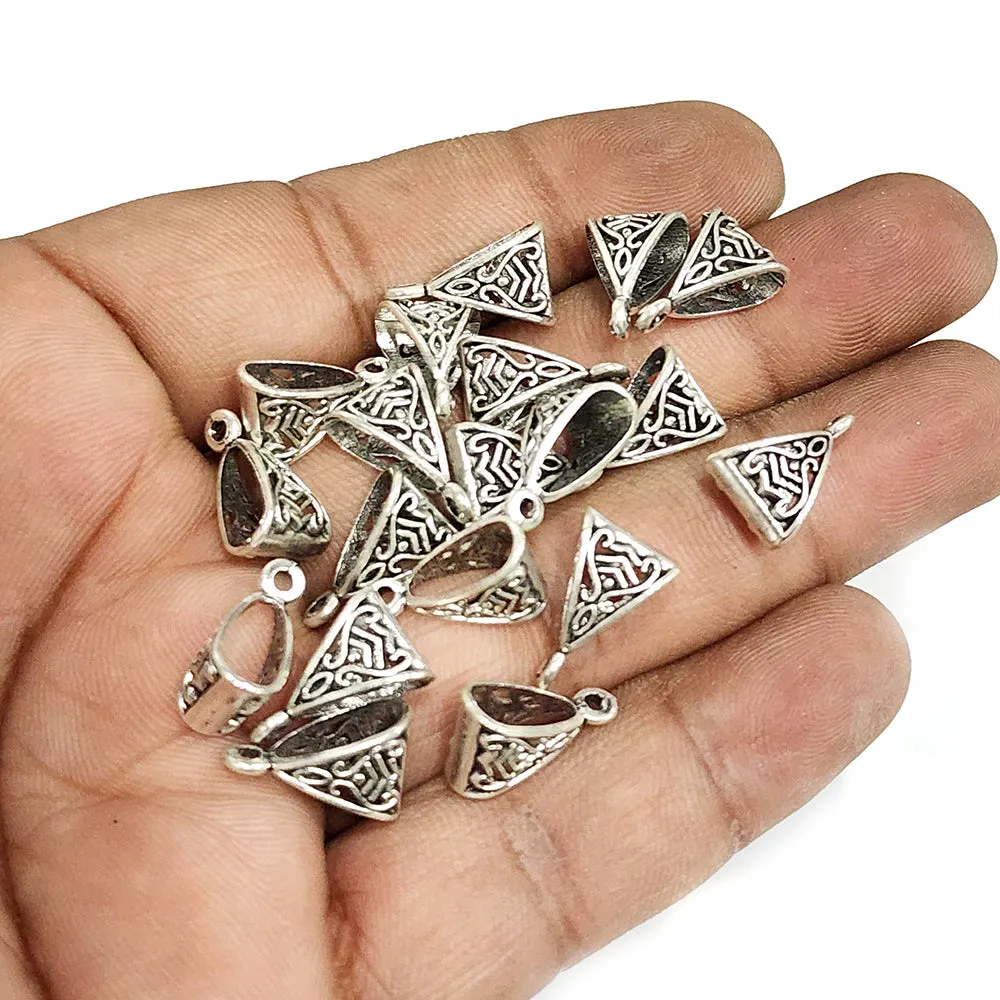 30 PCS PACK, 14X8 MM SIZE, SILVER PLATED, HIGH QUALITY OF PENDANT BAIL FINDING RAW JEWELRY MAKING MATERIALS